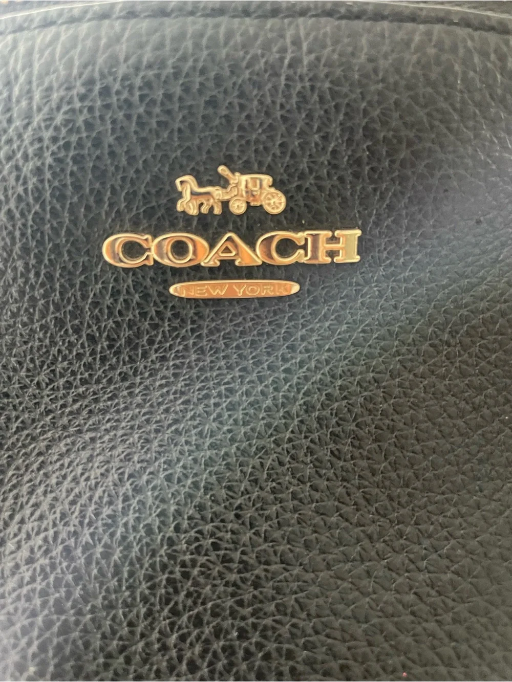 Coach Black Pebbled Leather Shoulder Bag with Gold Logo
